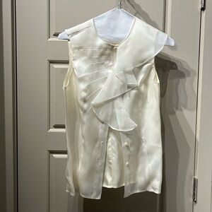 Rock Republic Sleveless Blouse, 100% Silk, Sheer Ruffle Detail,